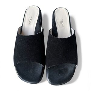 Taryn Rose Tansy Black Suede Slides Sandals - 9.5